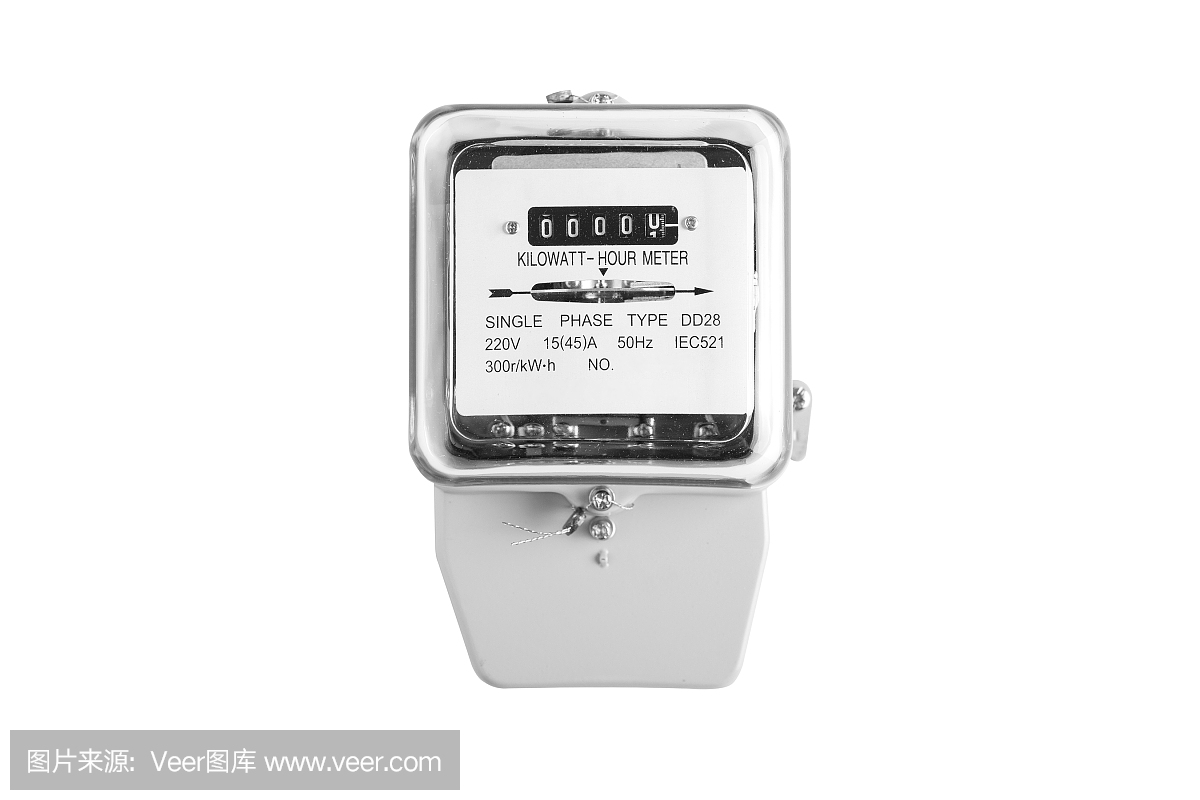 電表電源工具與白色背景隔離。